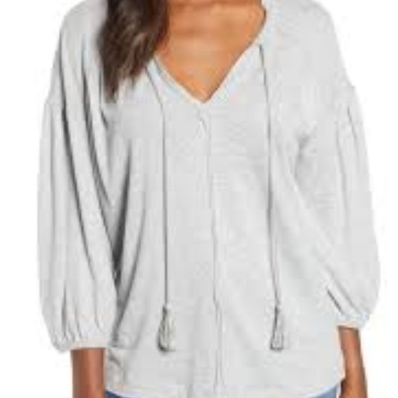 Caslon Tops - NWT Nordstrom Caslon Knit Peasant Tee Grey Heather